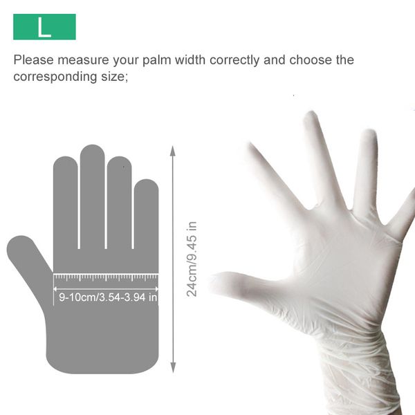 

white 100pcs non-slip acid disposable gloves and nitrile alkali laboratory rubber latex gloves v3m2