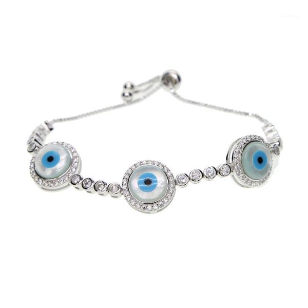 

authentic silver plated rose gold color white pearl eye tennis bracelet for women adjustable chain bracelet turkish jewelry1, Black