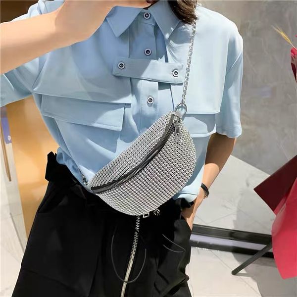 

women's chest bag selling fashion belt bag, diamond-studded and shiny sports cycling bag mini shoulder cross-body bag shopping coin