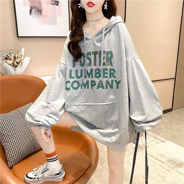 

fleece thiened autumn and winter hoodie femaleins lazin wind loose printed coat hoodies -40, Black