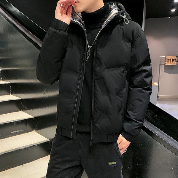 

mimi men's short thick winter wear new fashion brand white duck down warm and light weight men's autumn and winter hoodie, Black