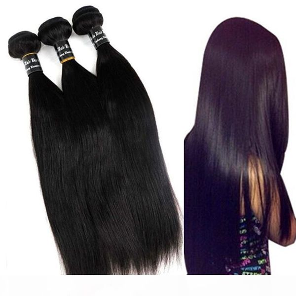 

mink virgin brazilian human hair weaves straight hair bundles unprocessed peruvian indian mongolian hair extensions wholesale, Black