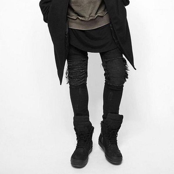 

men's jeans torn mens brand slim fit denim pants casual streetwear1, Blue