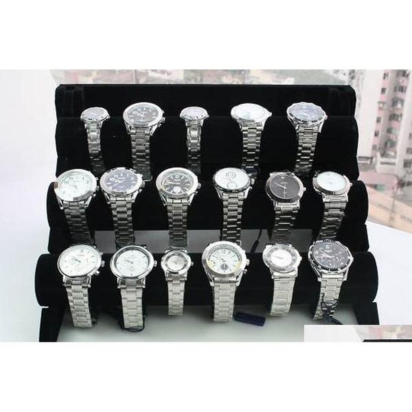 

shipping 1pcs black 3-tier velvet watch/bracelet jewelry display holder stand rack xkpcy, Slivery;golden