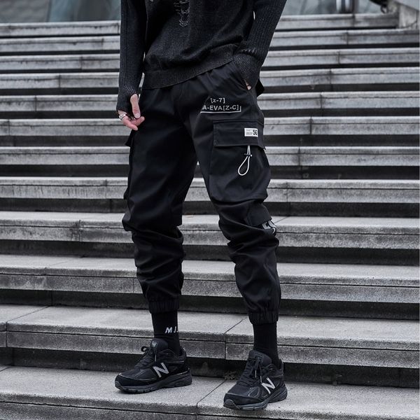

hip hop cargo casual pants boy handsome versatile student hong feng leotard handsome long pants 201118, Black