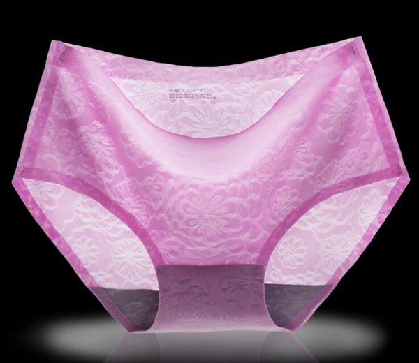

women print seamless panties ice jacquard panties lingerie ladies ultra-thin silk cotton cotton mid waist soft crotch underwear br jrjs