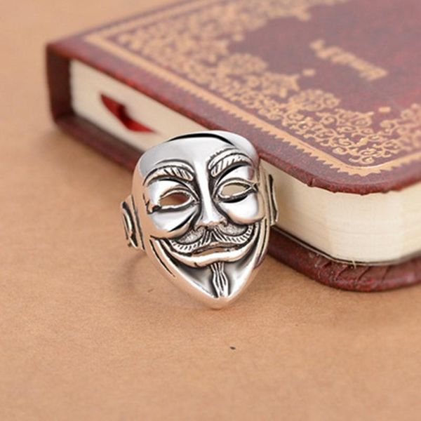 

злая vendetta metal mask make skull ring titanium steel v для вендетта клоун маска мужчины пальца кольцо урожай панк ювелирные изделия доста, Bronze;silver