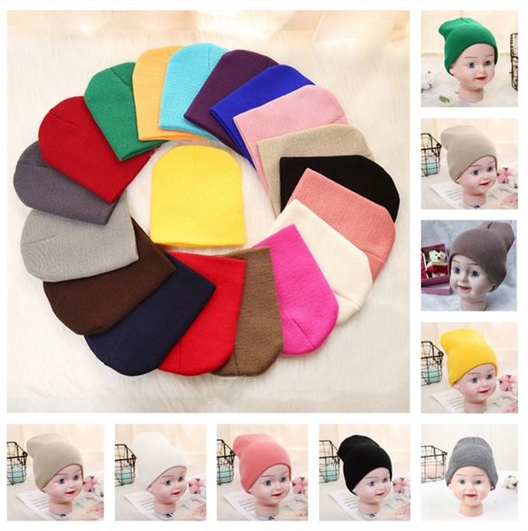 

fluorescent candy color beanie knitted winter hats kids ski hat skull caps slouchy warm knit solid blank beanies children caps cloth e112602, Yellow