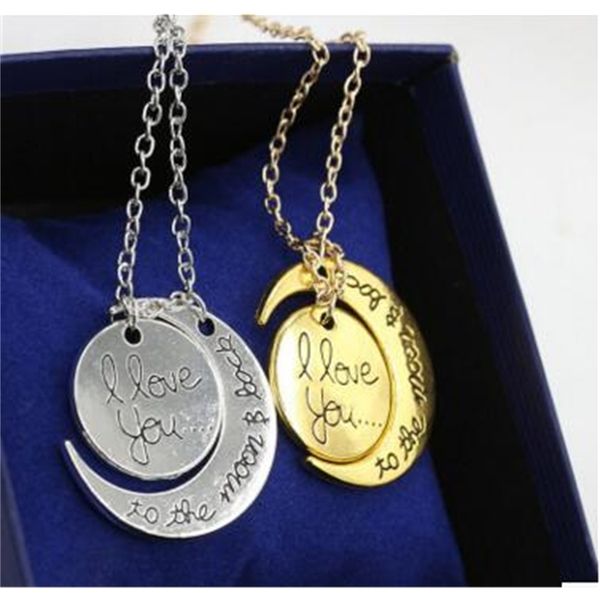 

back you to the moon and i love necklaces for women wedding jewelry accessories lobster clasp pendant necklace gold silv