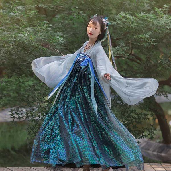 

new fairy hanfu dress beautiful peacock scales women hanfu traditional clothes festival outfit chinese folk dance costume bl43791, Black;red