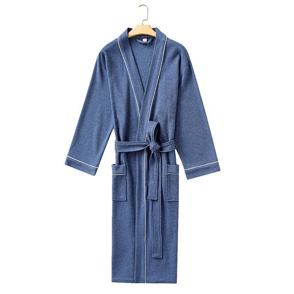 

men's sleepwear kimono gown men nightgown home clothes waffle bathrobe couple soft intimate lingerie casual nightwear homewear, Black;brown