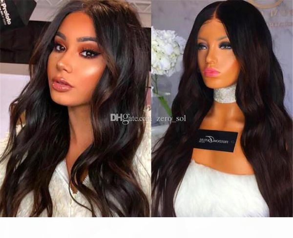 

glueless full lace wigs natural hair color body wave human hair wig brazilian hair can make ponytail part, Black;brown