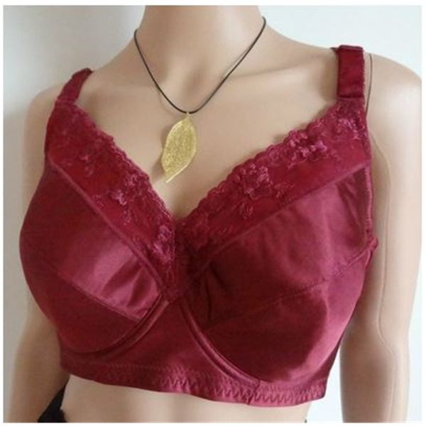 

plus size big breast lace embroidered full thin cup push up bras with pads 75 -110 34 36 38 40 42 44 46 48 b c d e f g h 201204, Red;black