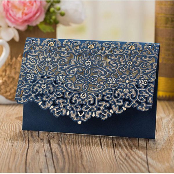 

1 шт. синяя красная роскошь флора лазерная срезанная свадьба пригласительный билет детская душ принт свадьба конверты события вечеринка свад