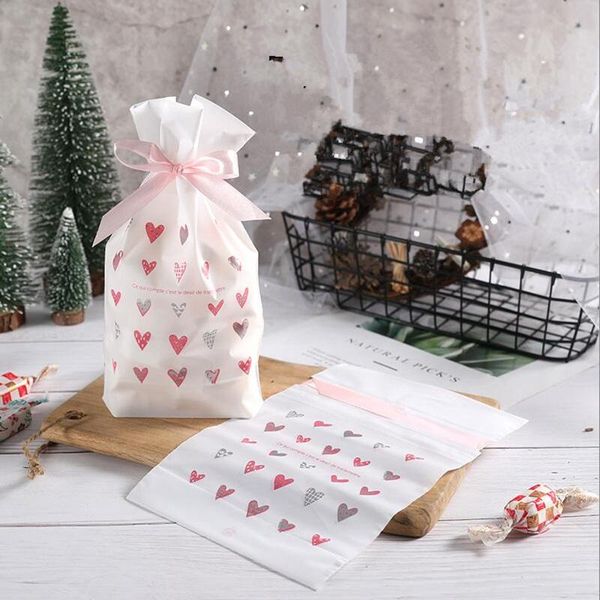 

lbsisi life 50pcs plastic candy cookie drawstring bag treat with ribbon snack candy birthday party wedding favor gift bags wmtoup