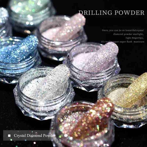 

nail glitter drilling powder crystal diamond colorful art shiny, Silver;gold
