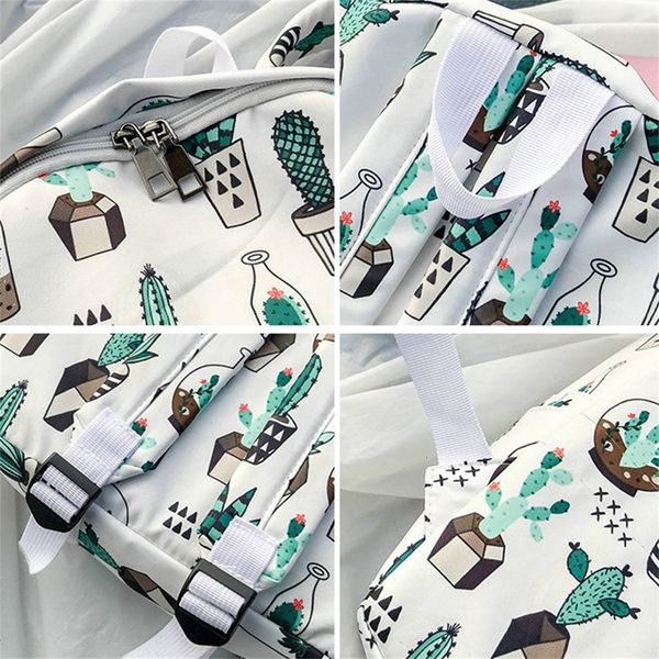 

college wind cute cactus backpack small fresh student backpack fashion cartoon print backpack