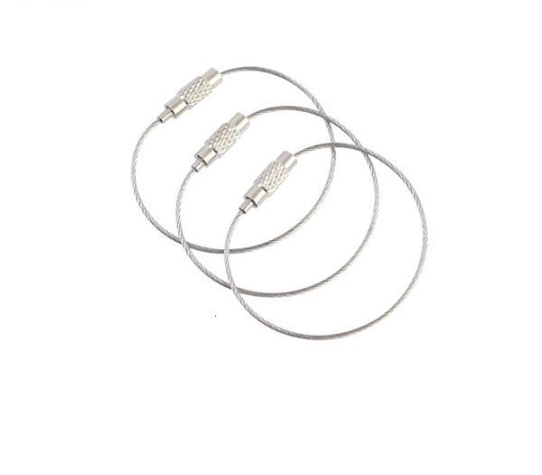 

cable 2020 wire fashion keychain stainless steel key ring for outdoor hiking, Silver