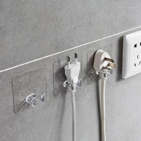 

hooks & rails 6pc wall storage hook power plug socket holder adhesive hanger home office towel key kitchen organizer storage1