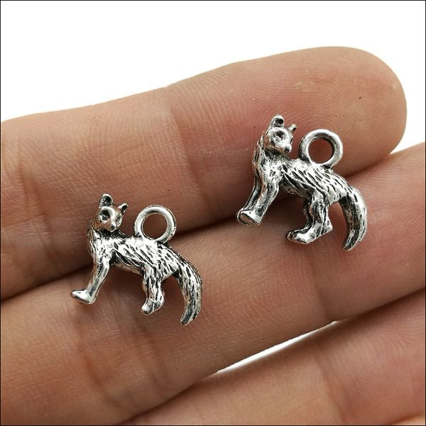 

lot 100pcs fox antique silver charms pendants diy jewelry findings for jewelry making bracelet necklace earrings 12*15mm, Bronze;silver