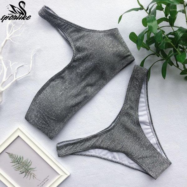 

bikini mujer 2019 new thong bikinis women one shoulder swimwear women swimsuit summer bathing suits beach wear biquini1, White;black