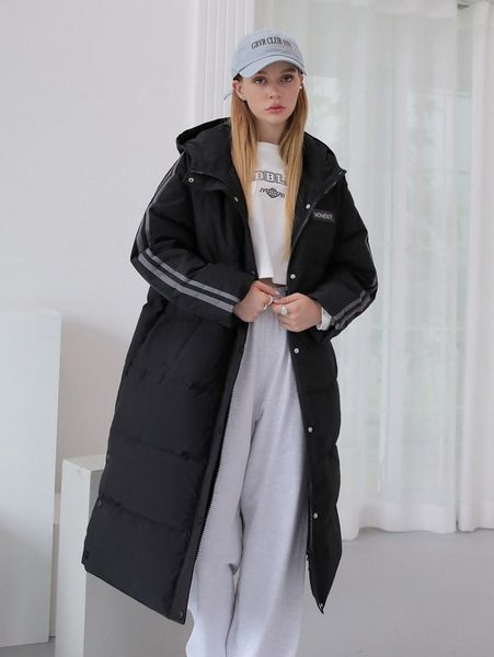 

coldbreak patched detail contrast side seam hooded puffer coat z1xw#, Black
