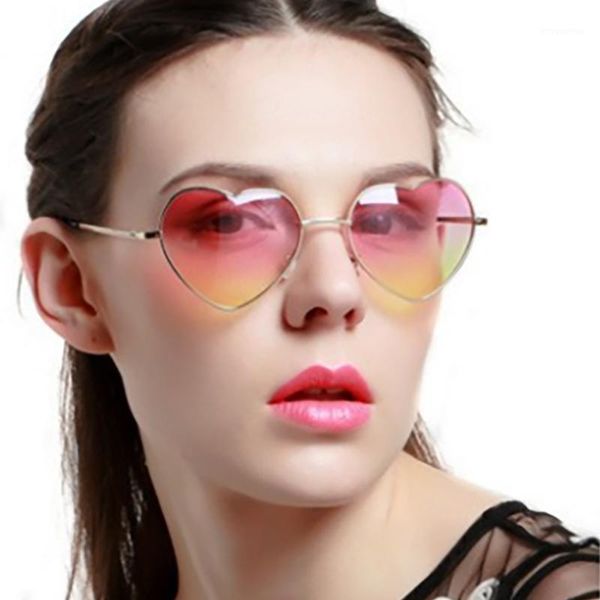 

fashion luxury heart shaped sunglasses ladies metal clear red candy lens1, White;black