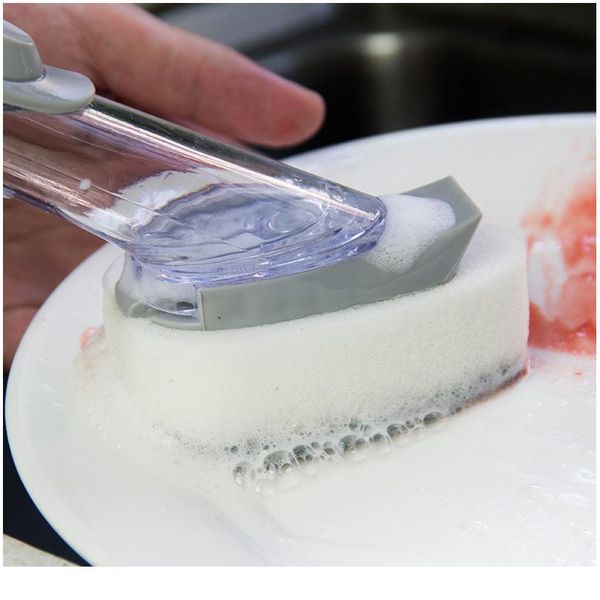 

1/5pcs double use kitchen cleaning brush scrubber dish bowl washing sponge matic liquid dispenser pot cleaner tool sqcnpw