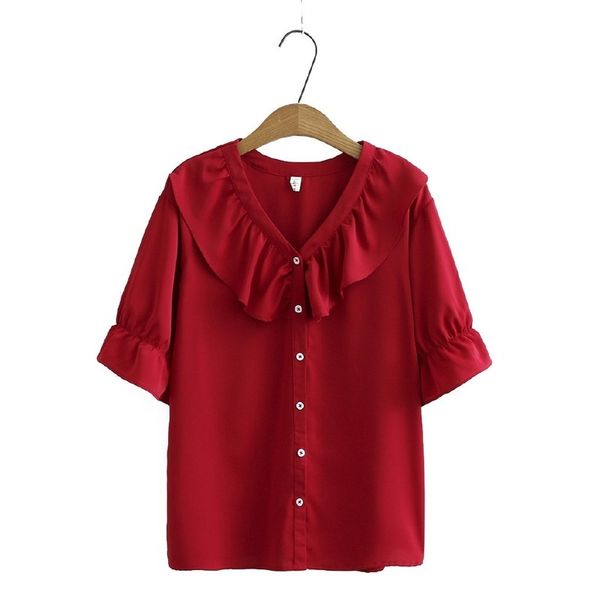 

size xl-3xl plus red short sleeve with v chiffon neckline vintage solid workwear eviy, White