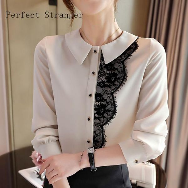 

2020 autumn new arrival turn down collar long sleeve women chiffon blouse, White