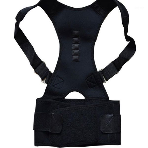 

back support black magnetic corrector shaped sitting correction belt diving cloth magnet nylon webbing promote blood circulation e#351, Black;blue