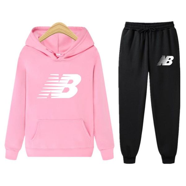 

set winter women women's piece print female sweatshirt tracksuit sports sportwear clothing suit 2 hoodies+pants brand hooded wagkc, Black