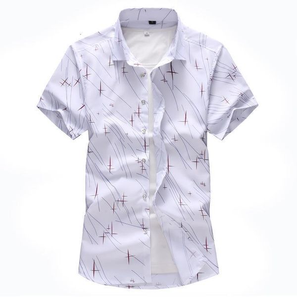 

plus size 6xl 7xl hawaiian shirt mens short sleeves blouse dress casual mens shirts navy sky blue white camisa masculina, White;black