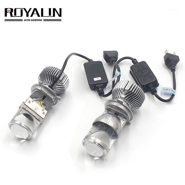 

royalin mini h4 bi led projector headlights lens 9003 1.5 inch 60w 5500k waterproof car motorcycle headlamp retrofit1