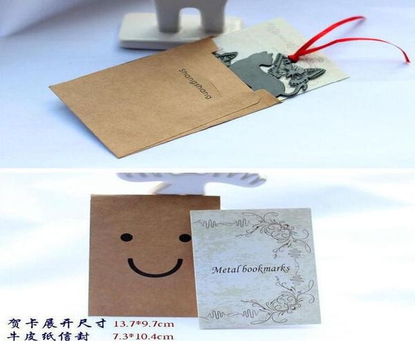 

stainless metal black cat bookmark packed by kraft bag with letter paper 30pcs lot h wmtlfl