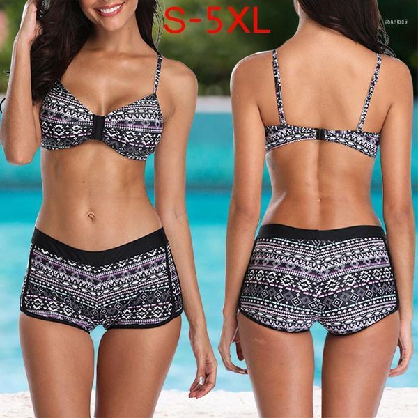 

hobbylane women printing bra shorts bikini set for beach pool swimming11, White;black