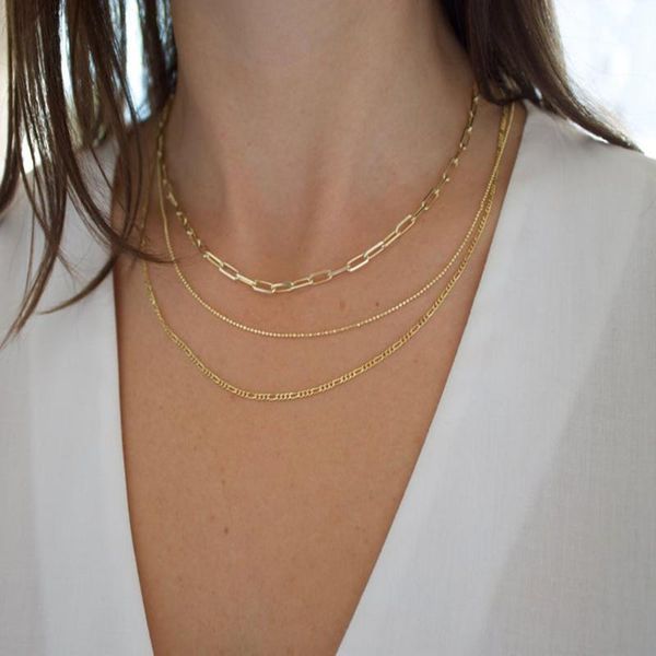 

european and american new metal 3-layer chain necklace, bohemian style, fashionable multi-layer jewelry, gift for girls, Silver