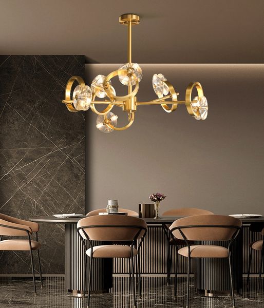 

nordic living room crystal chandelier modern minimalist light luxury chandelier lighting creative dining room bedroom pendant lamps