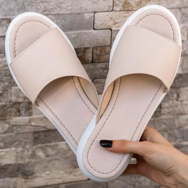 

michalle skin slippers 2021 women summer fashion elegant design orthopedic flat white base casual comfortable clothing, Black
