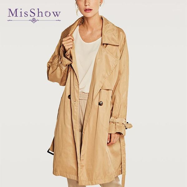

women classic solid long trench coat clothes 2019 female double breasted belt turn-down collar outerwear coat autumn winter1, Tan;black