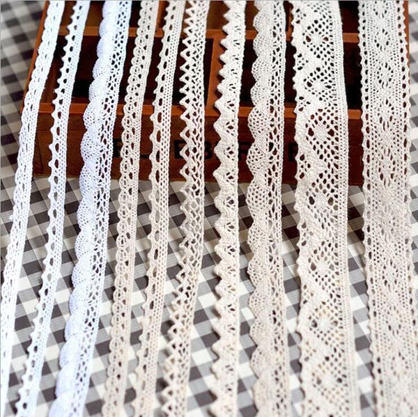 

fashion styles 100% cotton fabric crochet lace trim eyelet ribbon for baby hair accessory 30yards/lot sofa curtain small