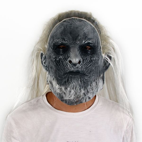 

costume accessories zombie mask scary white-haired zombie headgear halloween horror cosplay costume props terror party dress up, Silver