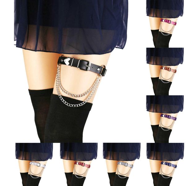 

harness gothic peach heart belt nightclub bar leather garter clip leg suspenders, Black;white