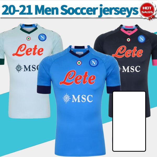 

2021 napoli soccer jersey #24 insigne #14 mertens 20/21 men home blue soccer shirt customized 3rd black football uniforms, Black;yellow