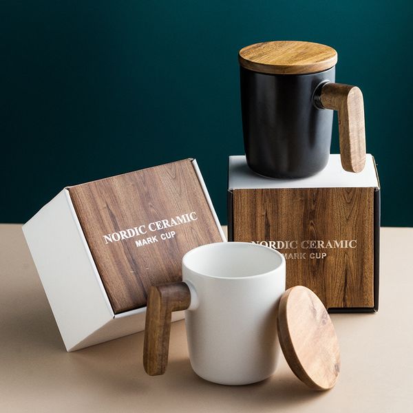 

log handle mug high-end light luxury box set couple cups office coffee milk ceramic cup drinking utensils creative gift q1218
