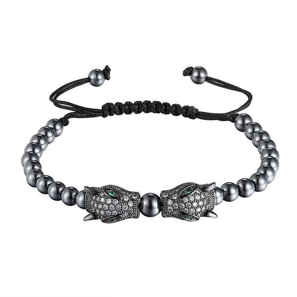 

livvy мода мужские браслеты micro pave cz leopard head плетеные макраме браслеты шарма мужские бусы подарка ювелирных изделий as263 bbysby b