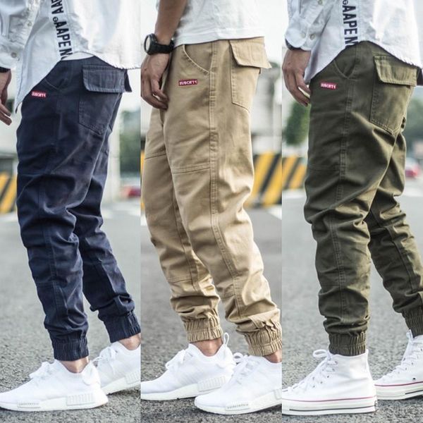 

fashion streetwear men joggers pants spliced designer slack bottom casual cargo pants men harem trousers hip hop hombre1, Black