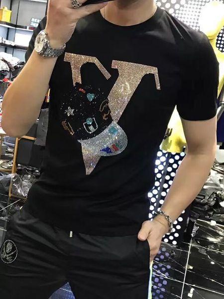

t-shirts 2020-letter strass of men make short sleeves fashion man streetwear thin neck modal cotton tshirts 9r6i, White