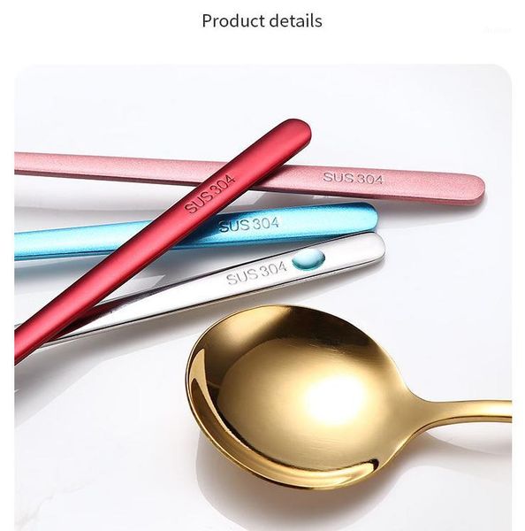 

selling round household 304 stainless steel spoon creative ice cream dessert spoon long handle korean bibimbap spoon1