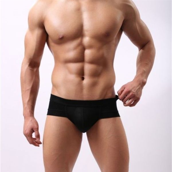 

en's thin mesh triangular fashion thong g-string solid comfortable net young men's underwear plus size, Black;white